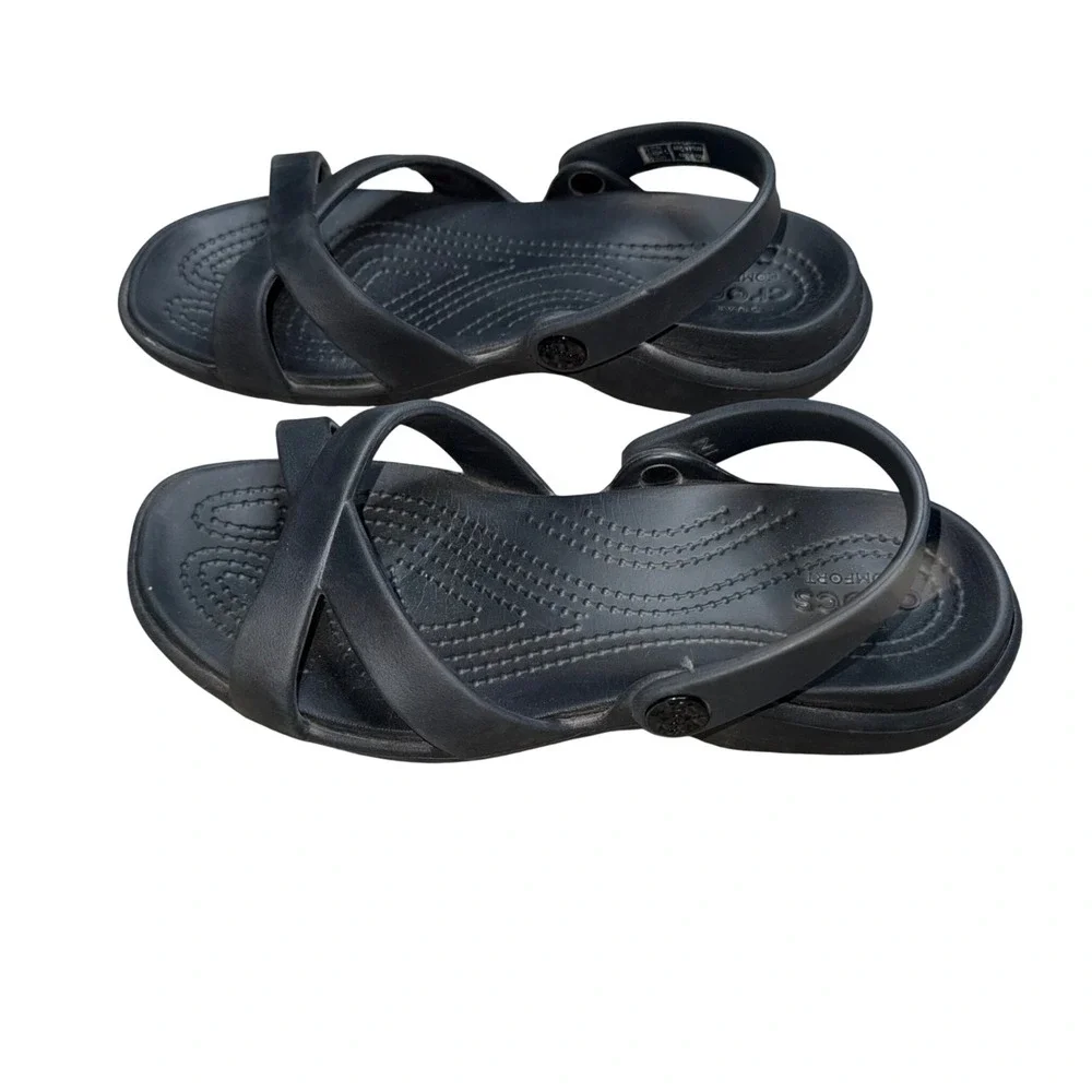 Crocs Swiftwater Sandal Womens 7 Black Excellent Strappy Comfort 205472